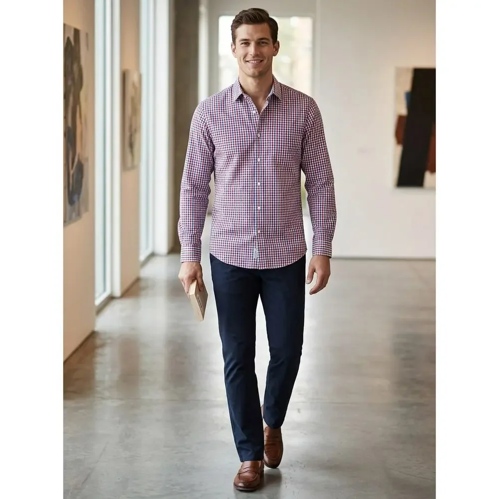 Banana Republic Soft Wash Slim Gingham Plaid Button-Up Shirt Men Size LT